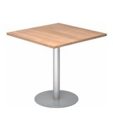 S�ulentisch @classic | 80 x 80 cm | Gestell silber | Platte Nussbaum hell 