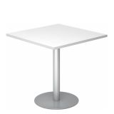 Säulentisch @classic | 80 x 80 cm | Gestell silber | Platte Weiß classic