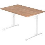 Schreibtisch SPIRIT | Gestell weiss | 120 x 80 cm | Nussbaum hell