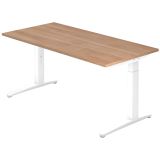 Schreibtisch SPIRIT | Gestell weiss | 160 x 80 cm | Nussbaum hell