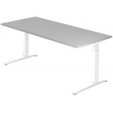 Schreibtisch SPIRIT | Gestell weiss | 180 x 80 cm | Lichtgrau
