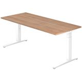 Schreibtisch SPIRIT | Gestell weiss | 180 x 80 cm | Nussbaum hell