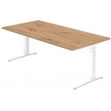 Schreibtisch SPIRIT | Gestell weiss | 200 x 100 cm | Eiche Rustikal