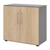 Flügeltürenschrank 2OH SMART | 80 cm breit | Korpus Graphit / Front Eiche