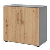 Flügeltürenschrank 2OH SMART | 80 cm breit | Korpus Graphit / Front Eiche Rustikal