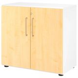 Flügeltürenschrank 2OH SMART | 80 cm breit | Korpus Weiß | Front Ahorn