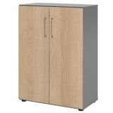 Flügeltürenschrank 3OH SMART | 80 cm breit | Korpus Graphit | Front Eiche
