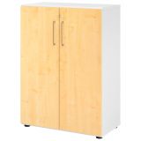 Flügeltürenschrank 3OH SMART | 80 cm breit | Korpus Weiß | Front Ahorn