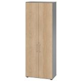 Fl�gelt�renschrank 6OH SMART | 80 cm breit | Korpus Graphit | Front Eiche