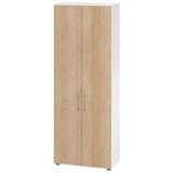 Fl�gelt�renschrank 6OH SMART | 80 cm breit | Korpus Wei� classic | Front Eiche