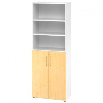 Schrankregal mit Türen 6 Ordnerhöhen | Breite 80 cm | Sockelgleiter