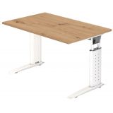 Schreibtisch UNITY | Gestell wei� | 120 x 80 cm | Eiche Rustikal