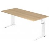 Schreibtisch UNITY | Gestell weiß | 180 x 80 cm | Eiche