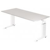 Schreibtisch UNITY | Gestell weiß | 180 x 80 cm | Lichtgrau