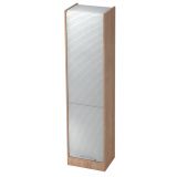 vertikaler Rollladenschrank 5 Ordnerhöhen SOLID | Breite 50 cm | Nussbaum hell /Silber