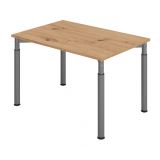Schreibtisch YAKIRA | Gestell silber | 120 x 80 cm | Eiche Rustikal