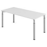 Schreibtisch YAKIRA | Gestell silber | 180 x 80 cm | Lichtgrau