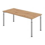 Schreibtisch YAKIRA | Gestell silber | 180 x 80 cm | Eiche Rustikal