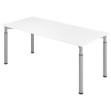 Schreibtisch YAKIRA | Gestell silber | 180 x 80 cm | Weiß classic