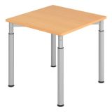 Schreibtisch YAKIRA | Gestell silber | 80 x 80 cm | Buche