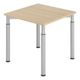 Schreibtisch YAKIRA | Gestell silber | 80 x 80 cm | Eiche