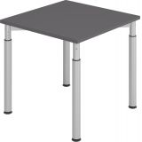 Schreibtisch YAKIRA | Gestell silber | 80 x 80 cm | Graphit