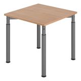 Schreibtisch YAKIRA | Gestell graphit | 80 x 80 cm | Nussbaum hell