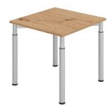 Schreibtisch YAKIRA | Gestell silber | 80 x 80 cm | Eiche Rustikal