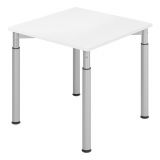 Schreibtisch YAKIRA | Gestell silber | 80 x 80 cm | Weiß classic