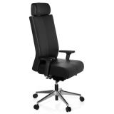 XXL B�rostuhl MAJESTIC | belastbar bis 160 kg | mit Kopfst�tze | Leder schwarz