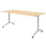 Klapptisch YPSILON | 180 x 80 cm | Ahorn/Silber