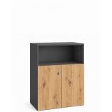 Kombischrank COMFORT 3 Ordnerh�hen | Breite 80 cm | Graphit/Eiche Rustikal