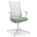 Konferenzstuhl VIOLLE mit Netzr�cken | Fu�kreuz wei� | weiss/waldgr�n