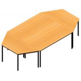 Konferenztisch-Kombination 3 LIGHT | 298 x 160 cm | Gestell schwarz | Platte Buche
