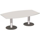 Konferenztisch LIFE in Tonnenform | 200 x 80/120 cm | mit S�ulenfu� | Platte Hellgrau