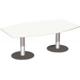 Konferenztisch LIFE in Tonnenform | 200 x 80/120 cm | mit S�ulenfu� | Platte Wei�