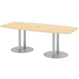 Konferenztisch PROFI Duo | 220 x 103/83 cm | Ahorn/Silber