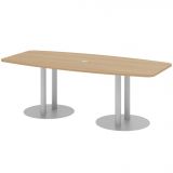 Konferenztisch PROFI Duo | 220 x 103/83 cm | Eiche/Silber