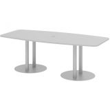 Konferenztisch PROFI Duo | 220 x 103/83 cm | Lichtgrau/Silber