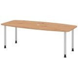 Konferenztisch PROFI mit Rundf��en | 220 x 103 cm | Eiche Rustikal/Silber