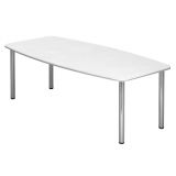 Konferenztisch PROFI mit Rundf��en | 220 x 103 cm | Weiss classic/chrom
