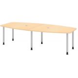 Konferenztisch PROFI mit Rundf��en | 280 x 130 cm | Ahorn/Silber
