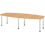 Konferenztisch PROFI mit Rundf��en | 280 x 130 cm | Buche/Chrom
