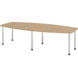Konferenztisch PROFI mit Rundf��en | 280 x 130 cm | Eiche/Chrom