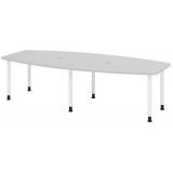 Konferenztisch PROFI mit Rundf��en | 280 x 130 cm | Lichtgrau/Weiss