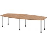 Konferenztisch PROFI mit Rundf��en | 280 x 130 cm | Nussbaum hell/Silber