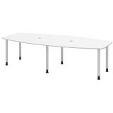 Konferenztisch PROFI mit Rundfüßen | 280 x 130 cm | Weiss/Silber Konferenztisch PROFI mit Rundfüßen | 280 x 130 cm | Weiss/Silber