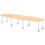 Konferenztisch PROFI mit Rundf��en | 400 x 130 cm | Ahorn/Wei�