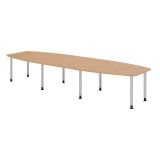 Konferenztisch PROFI mit Rundfüßen | 400 x 130 cm | Eiche/Silber Konferenztisch PROFI mit Rundfüßen | 400 x 130 cm | Eiche/Silber