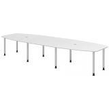 Konferenztisch PROFI mit Rundf��en | 400 x 130 cm | Wei� classic/Silber